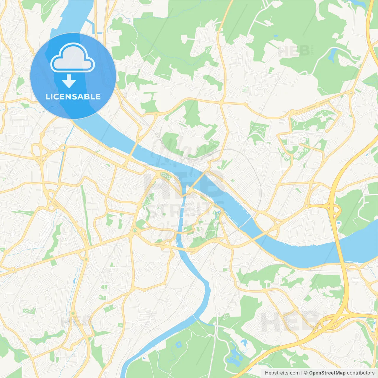 Bayonne, France Vector Map - Classic Colors