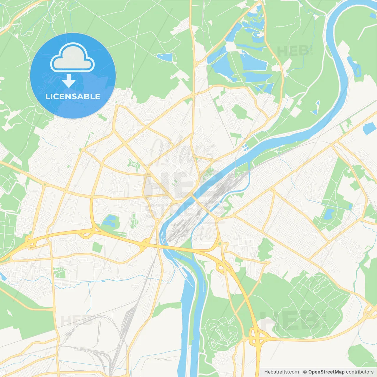 Thionville, France Vector Map - Classic Colors