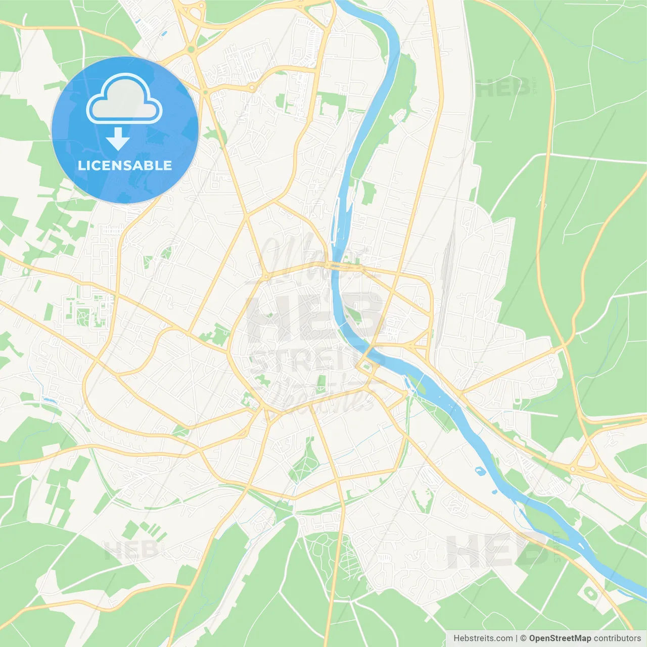 Auxerre, France Vector Map - Classic Colors