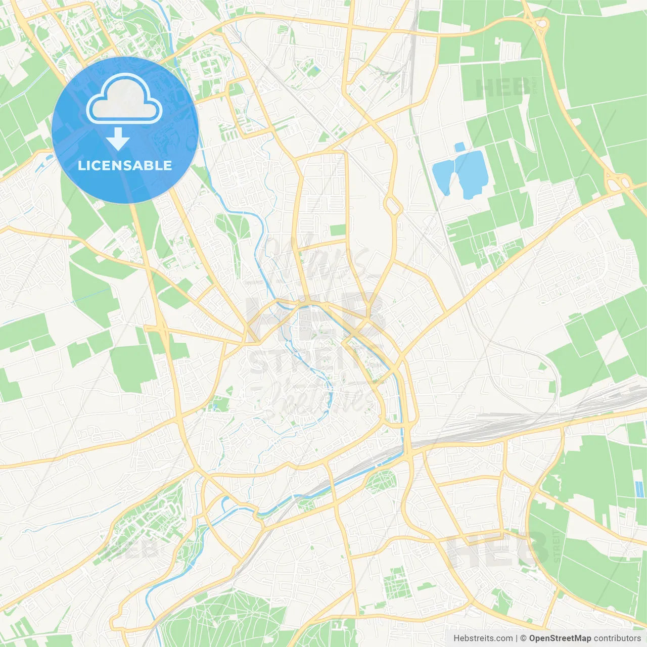 Erfurt, Germany Vector Map - Classic Colors