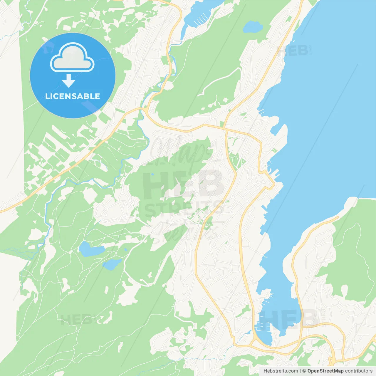 Harstad, Norway Vector Map - Classic Colors