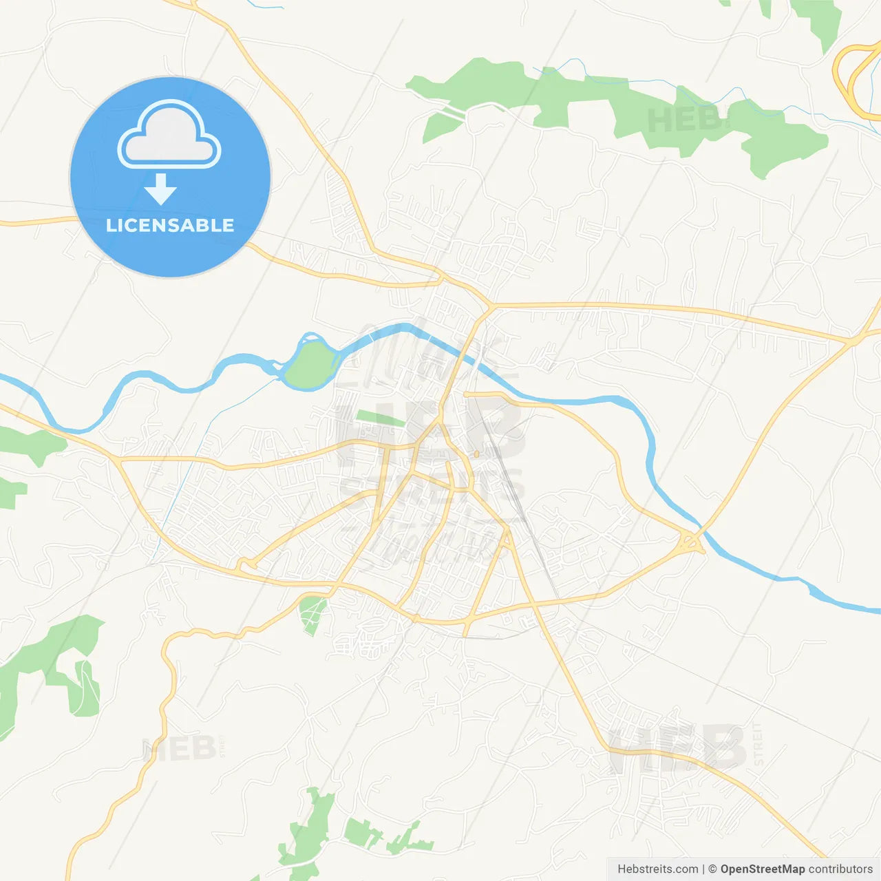 Cacak, Serbia Vector Map - Classic Colors