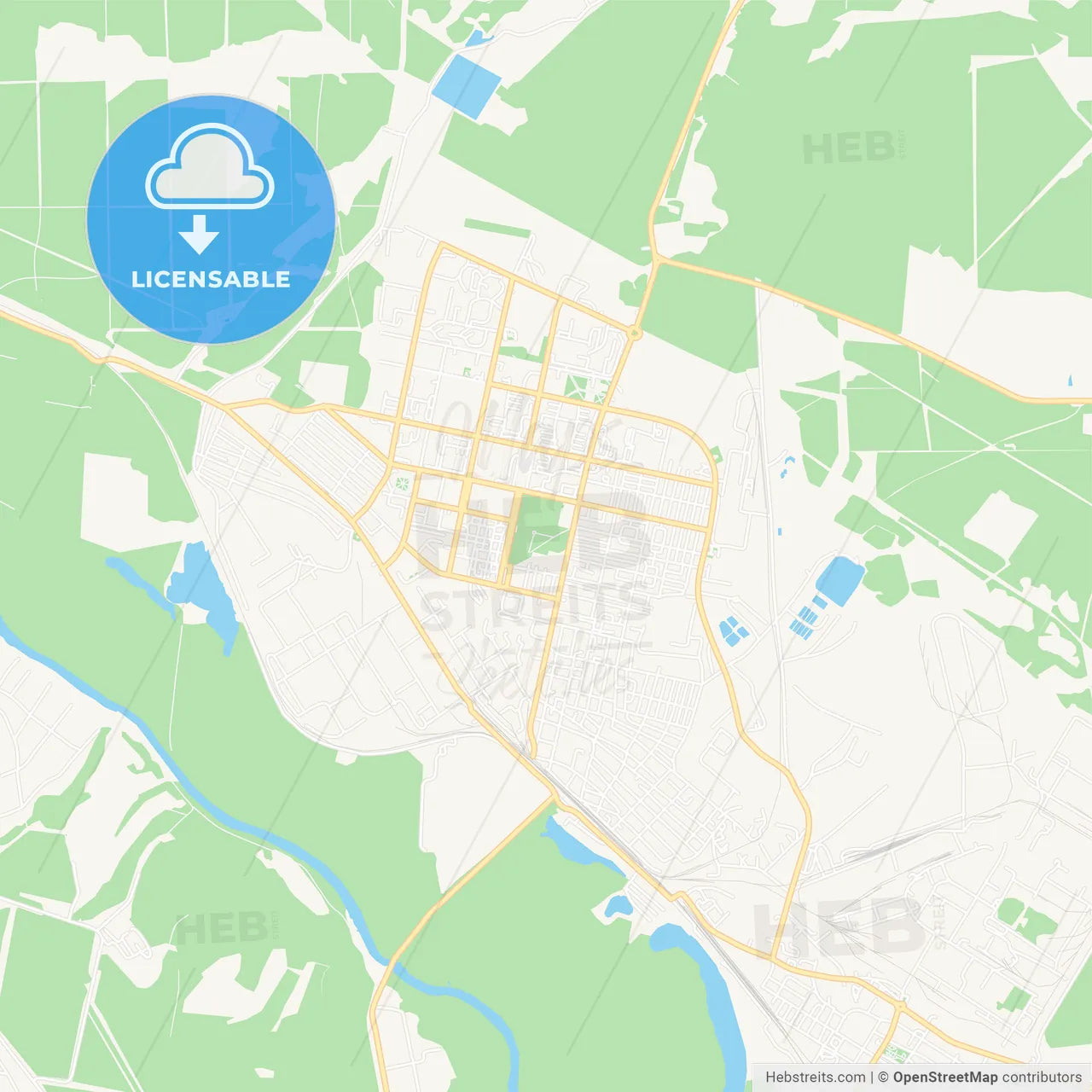 Rubizhne, Ukraine Vector Map - Classic Colors