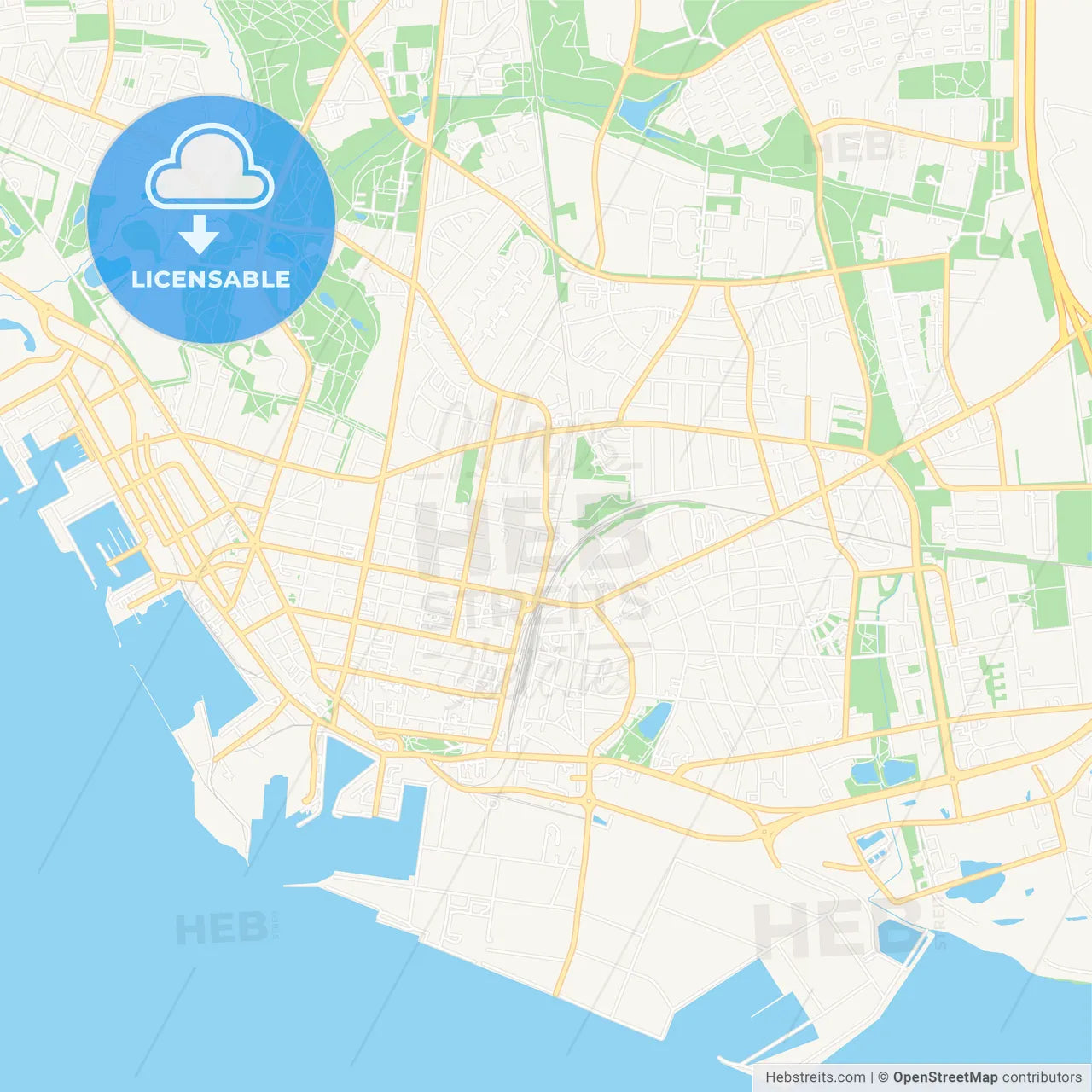 Esbjerg, Denmark Vector Map - Classic Colors