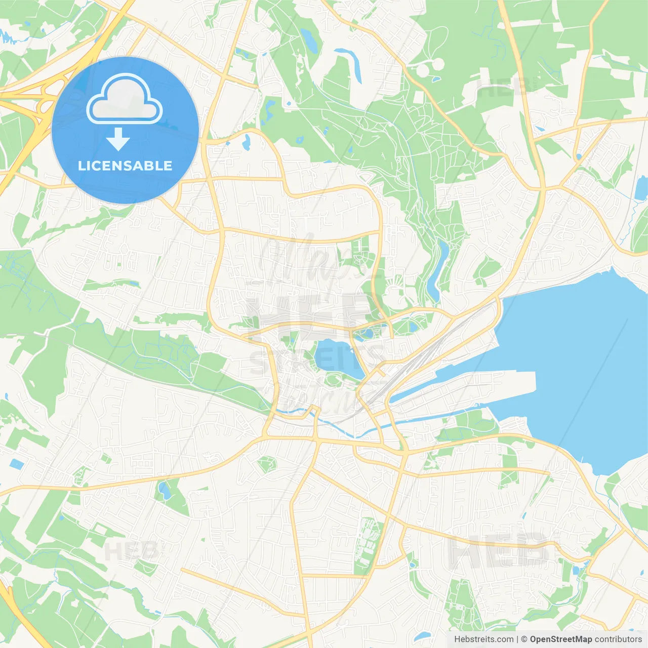 Kolding, Denmark Vector Map - Classic Colors