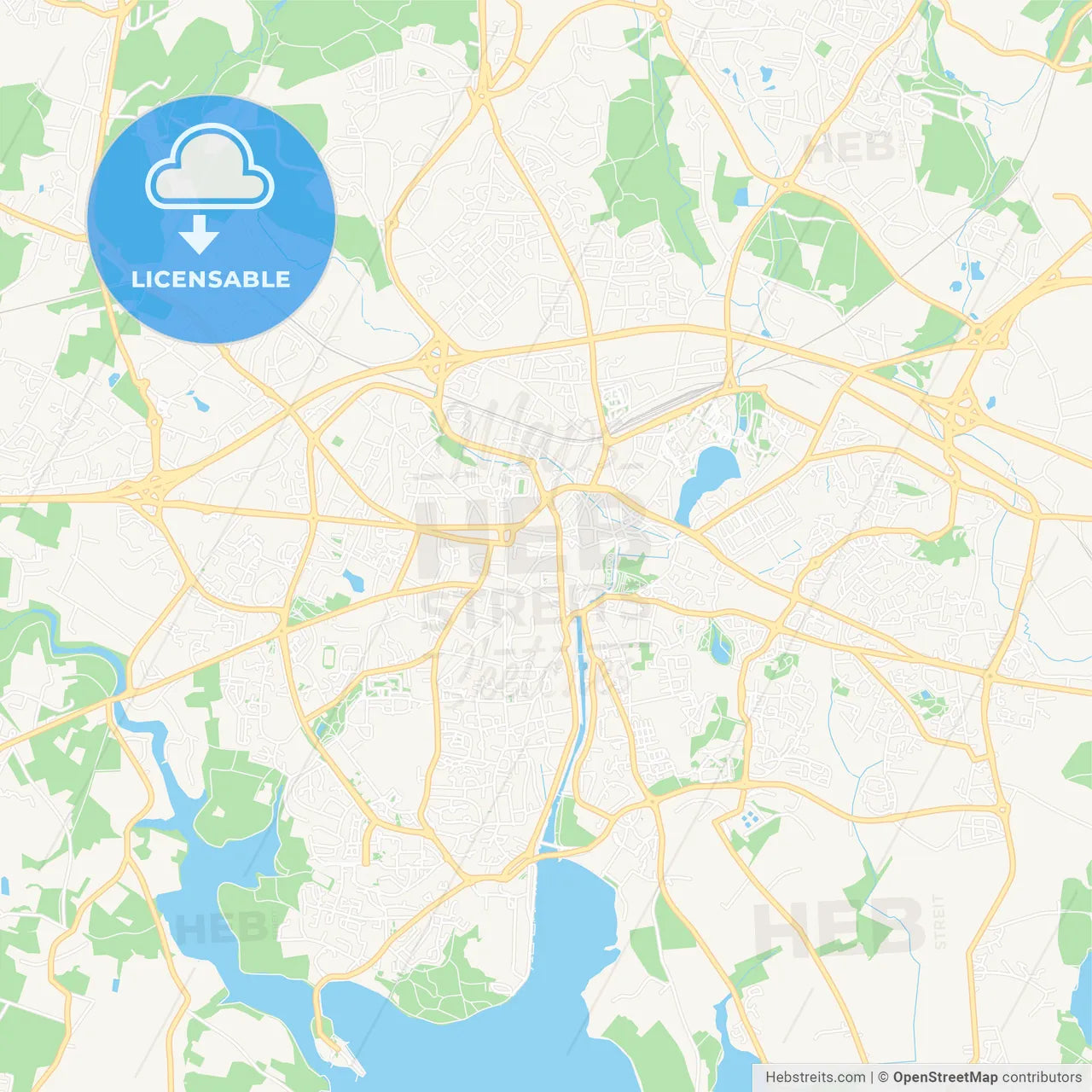 Vannes, France Vector Map - Classic Colors