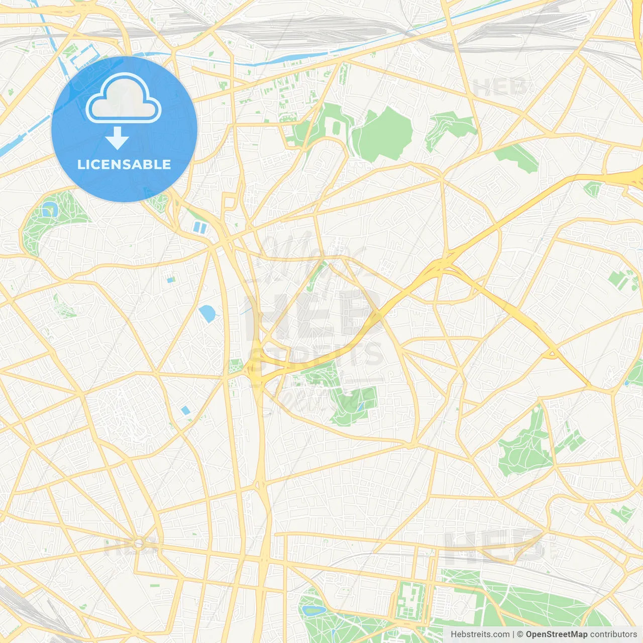 Bagnolet, France Vector Map - Classic Colors