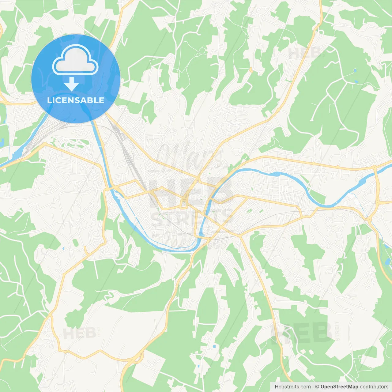 Perigueux, France Vector Map - Classic Colors