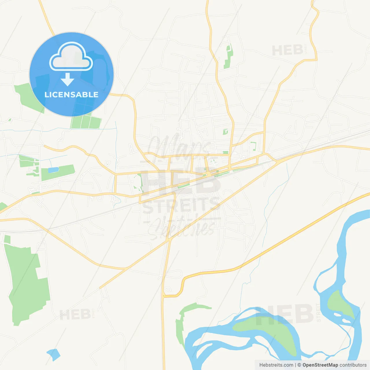 Samtredia, Georgia Vector Map - Classic Colors