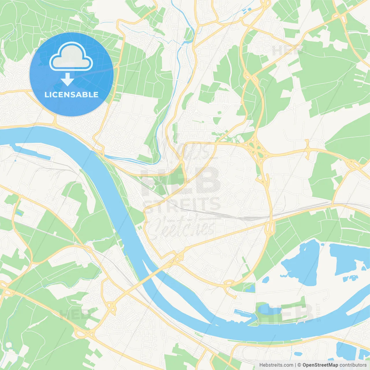 Neuwied, Germany Vector Map - Classic Colors