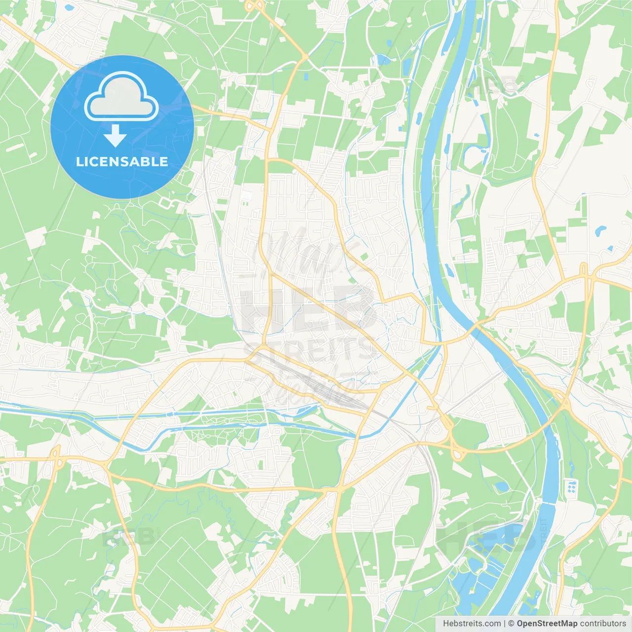 Rosenheim, Germany Vector Map - Classic Colors