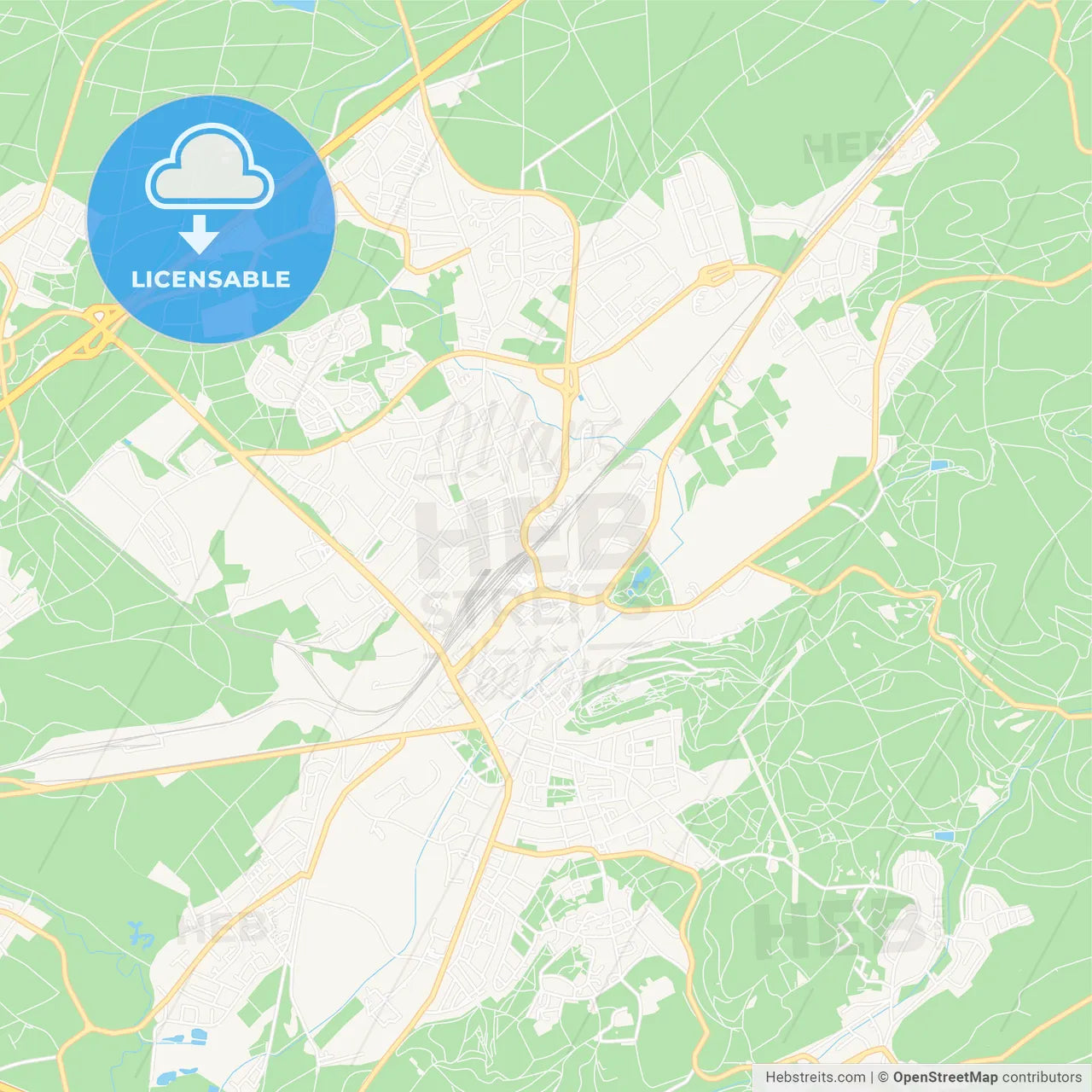 Homburg, Germany Vector Map - Classic Colors