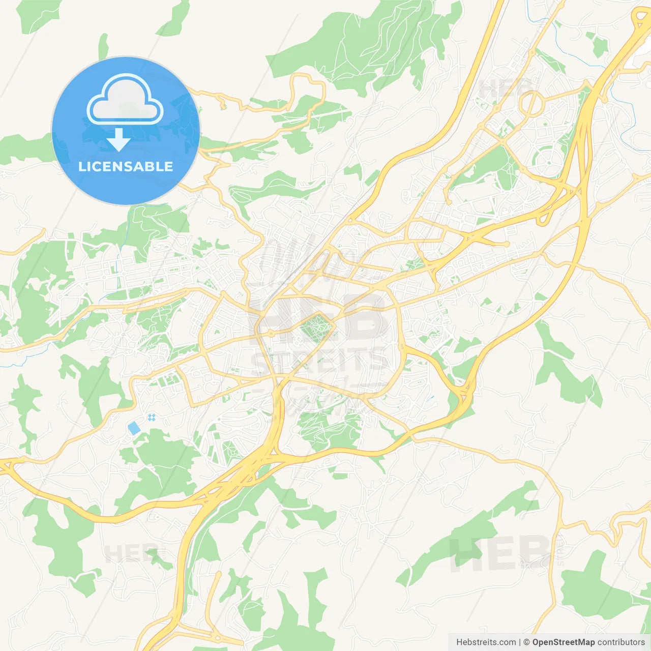 Oviedo, Spain Vector Map - Classic Colors