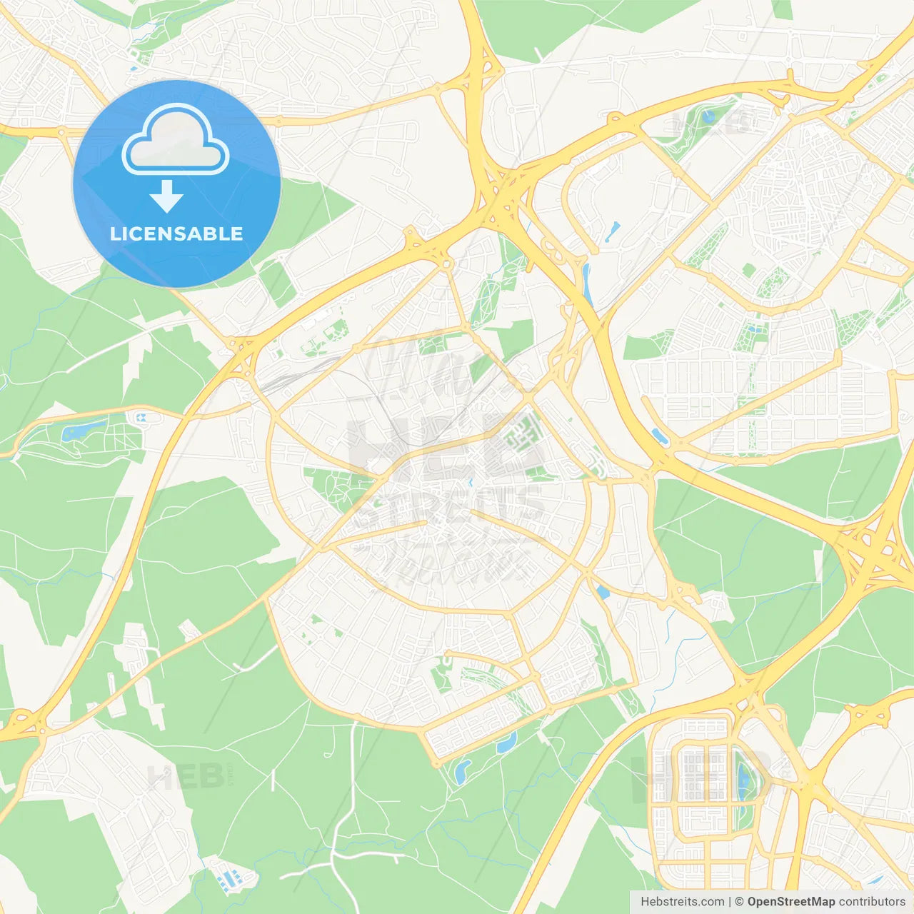 Mostoles, Spain Vector Map - Classic Colors