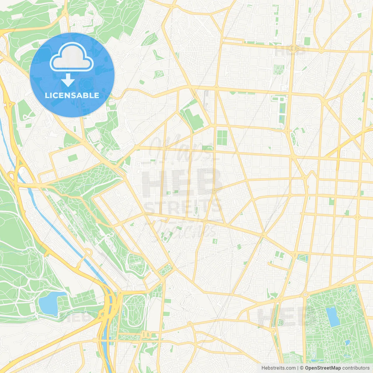 Chamberi, Spain Vector Map - Classic Colors