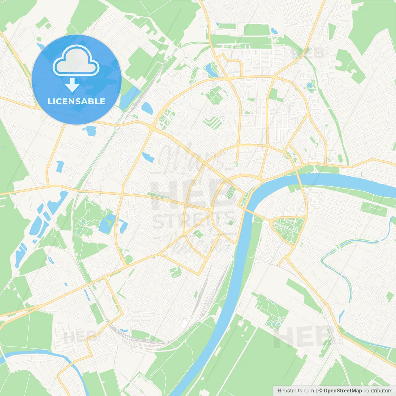 Szeged, Hungary Vector Map - Classic Colors