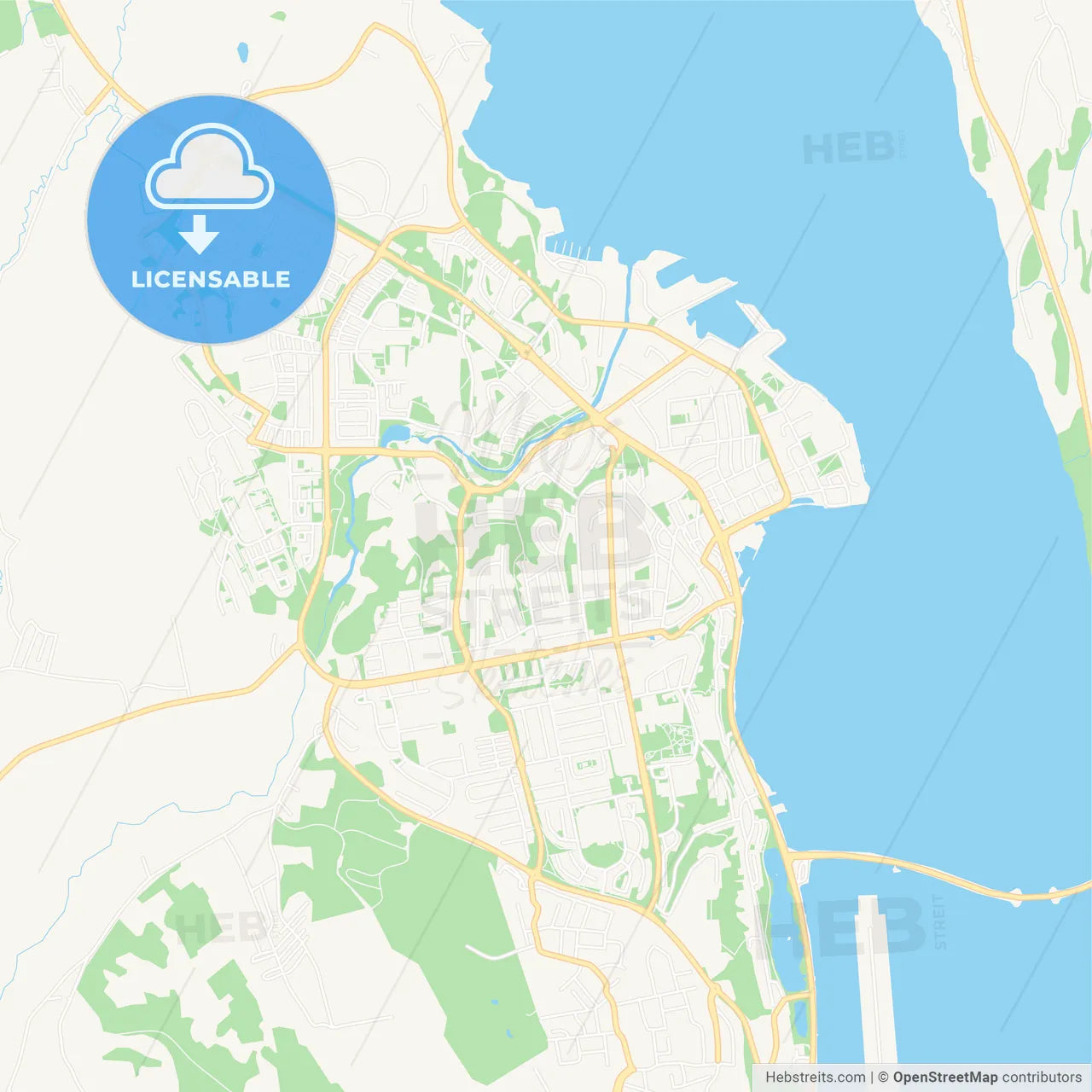 Akureyri, Iceland Vector Map - Classic Colors