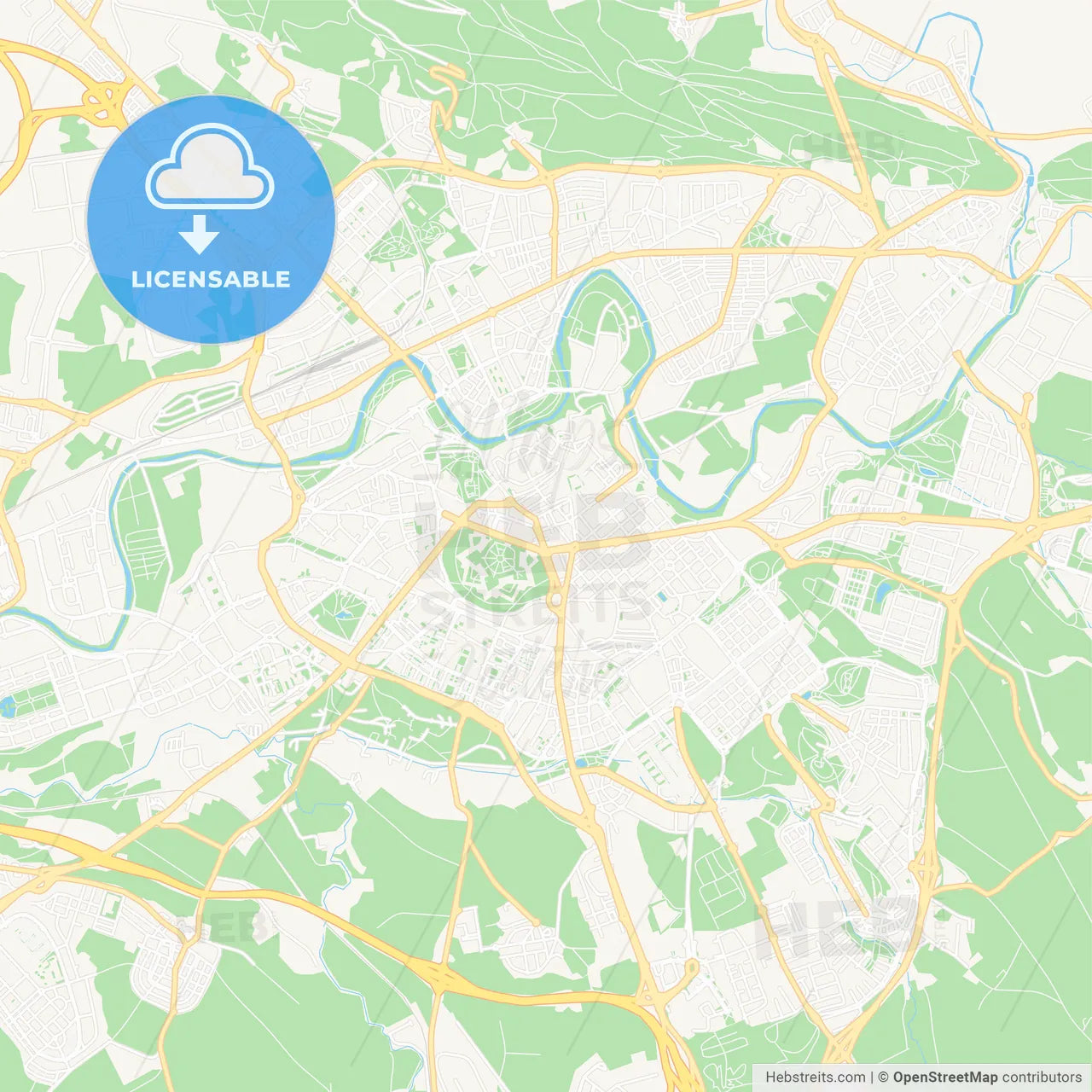 Pamplona, Spain Vector Map - Classic Colors