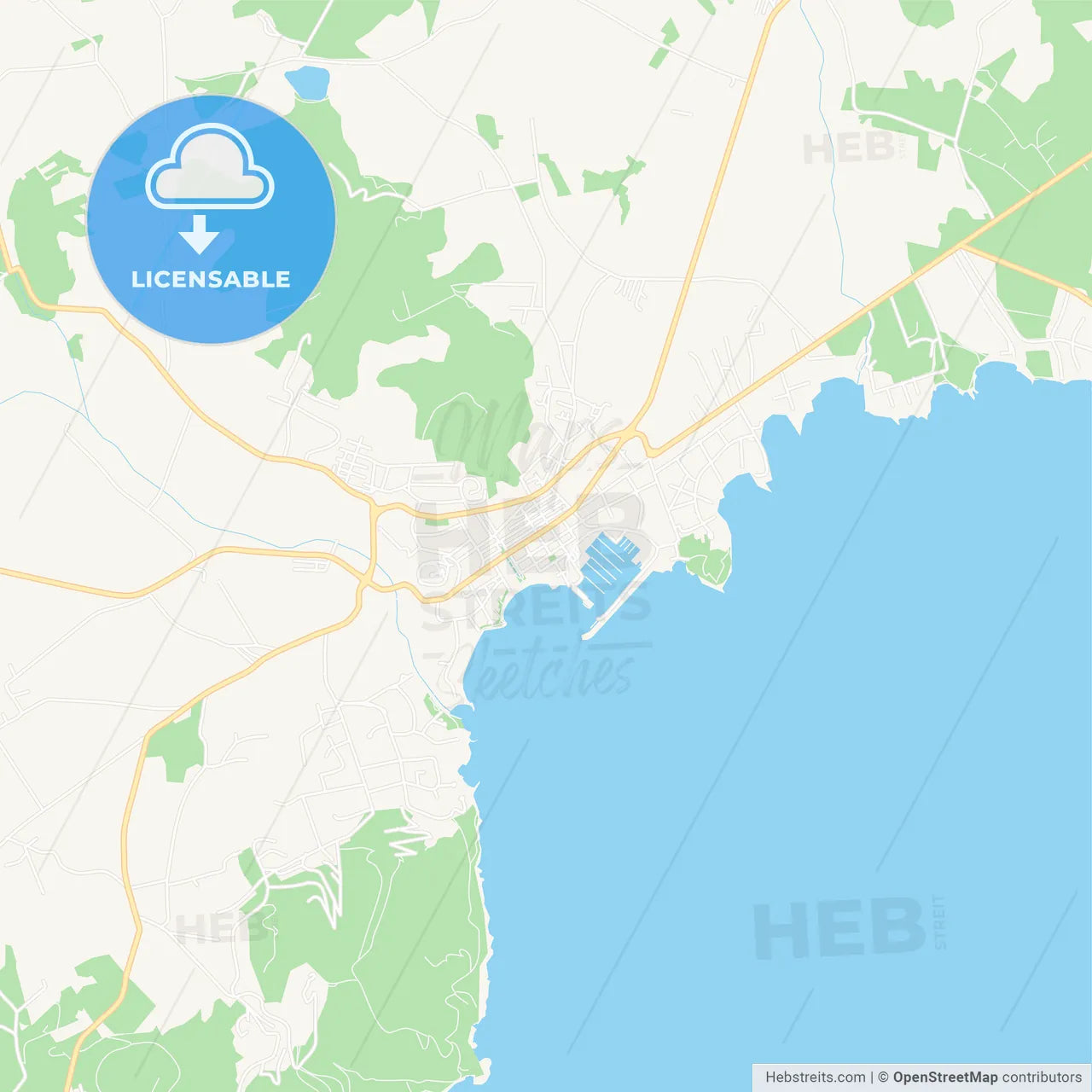 Santa Eularia des Riu, Spain Vector Map - Classic Colors