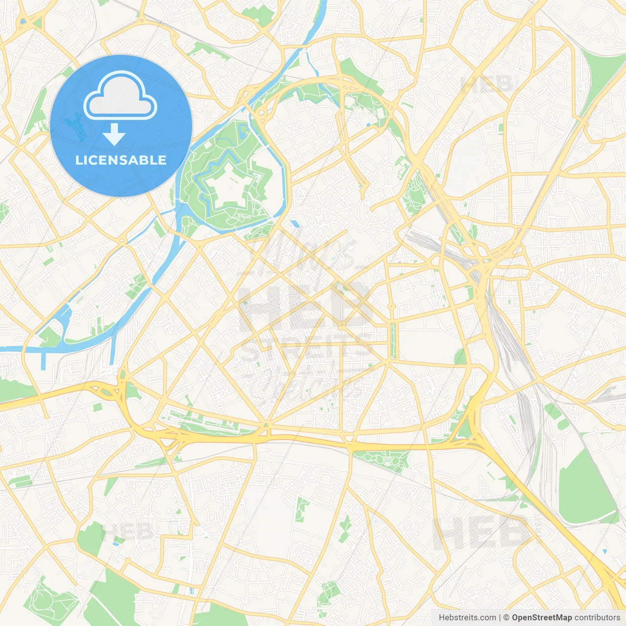 Lille, France Vector Map - Classic Colors