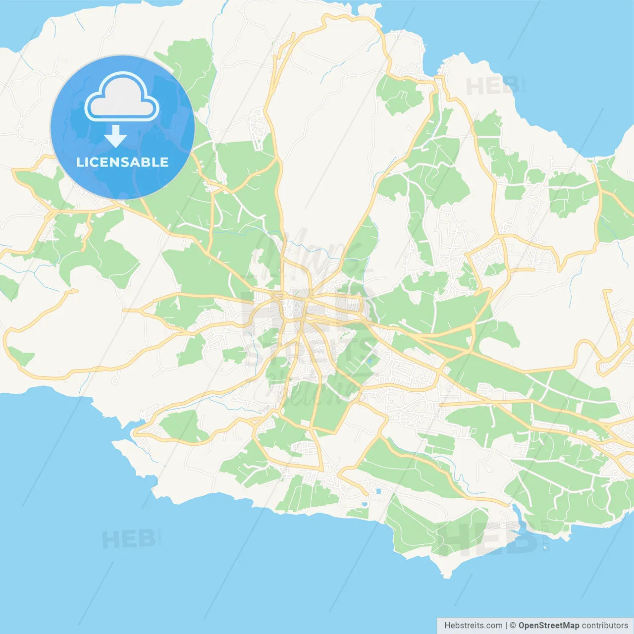 Rabat, Malta Vector Map - Classic Colors