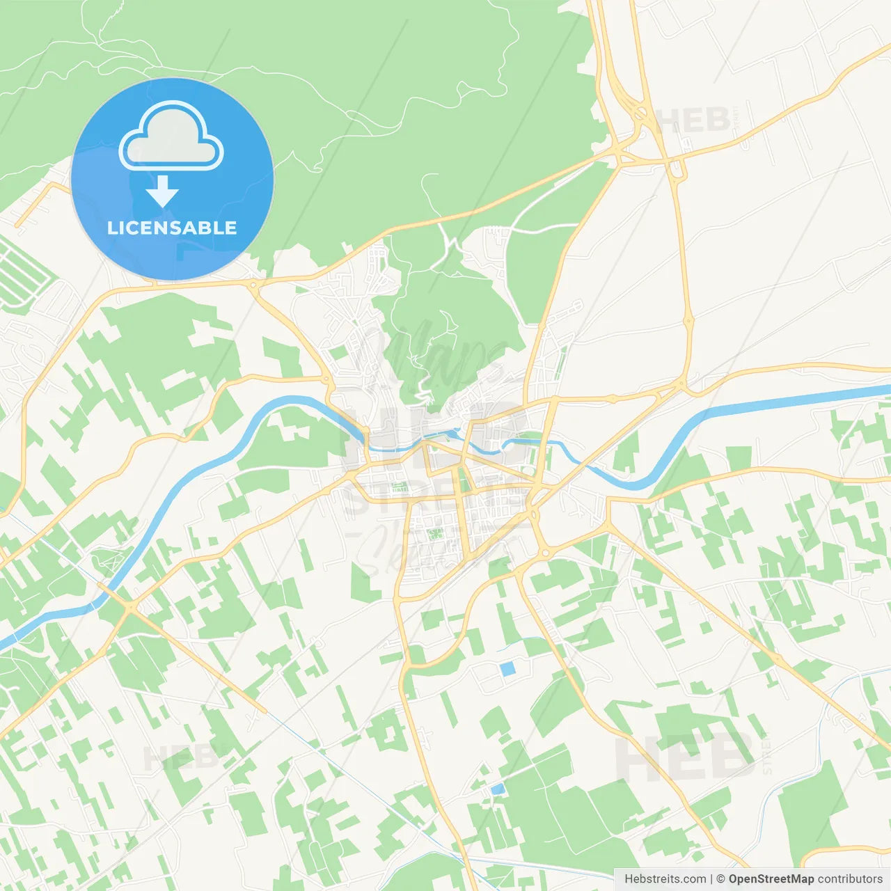 Orihuela, Spain Vector Map - Classic Colors