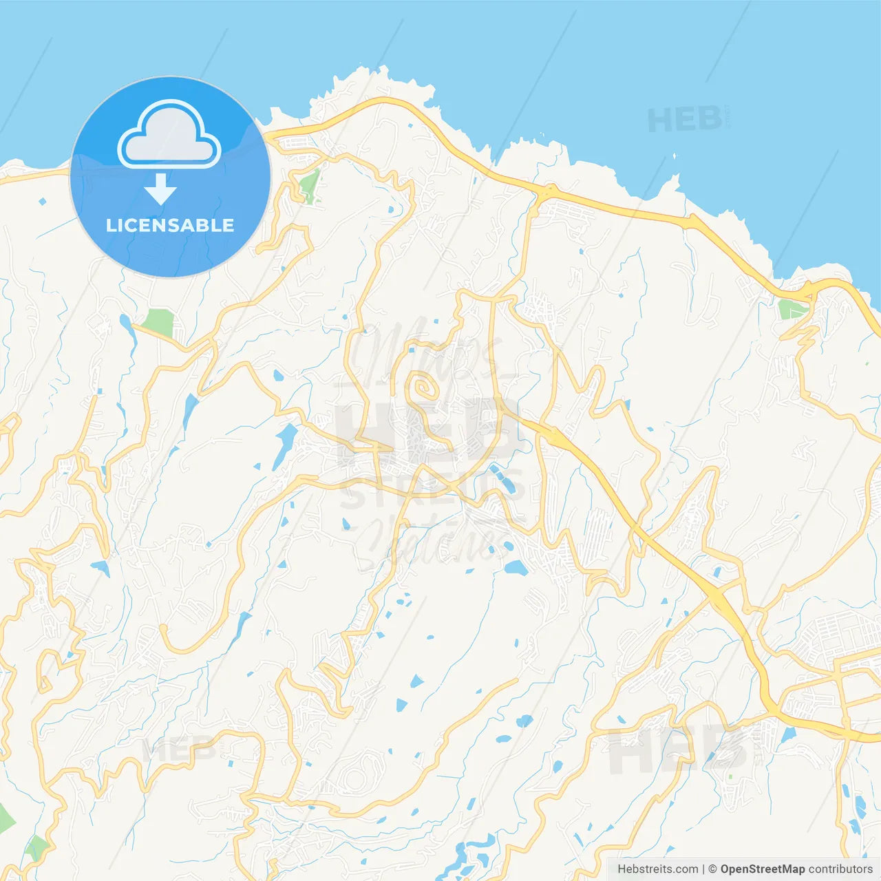 Arucas, Spain Vector Map - Classic Colors