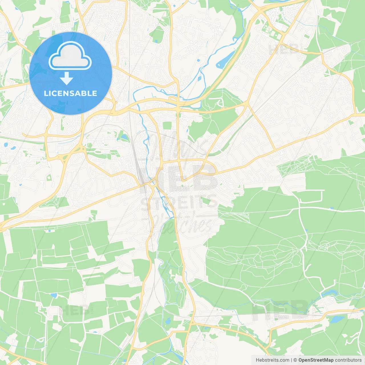 Guildford, England Vector Map - Classic Colors