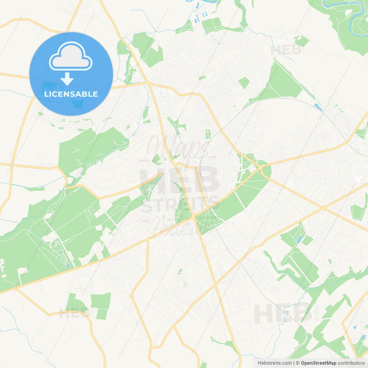 Harrogate, England Vector Map - Classic Colors