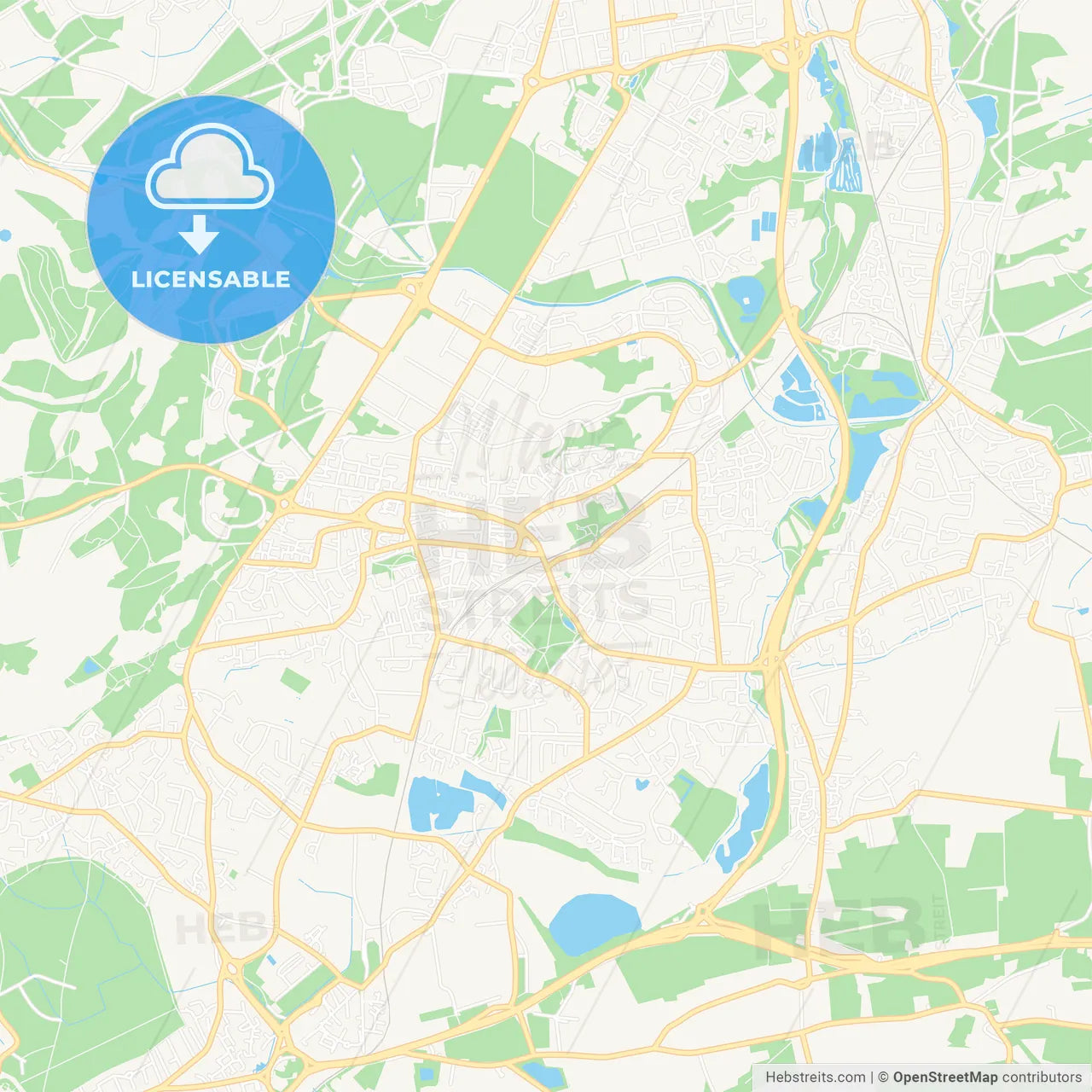 Aldershot, England Vector Map - Classic Colors