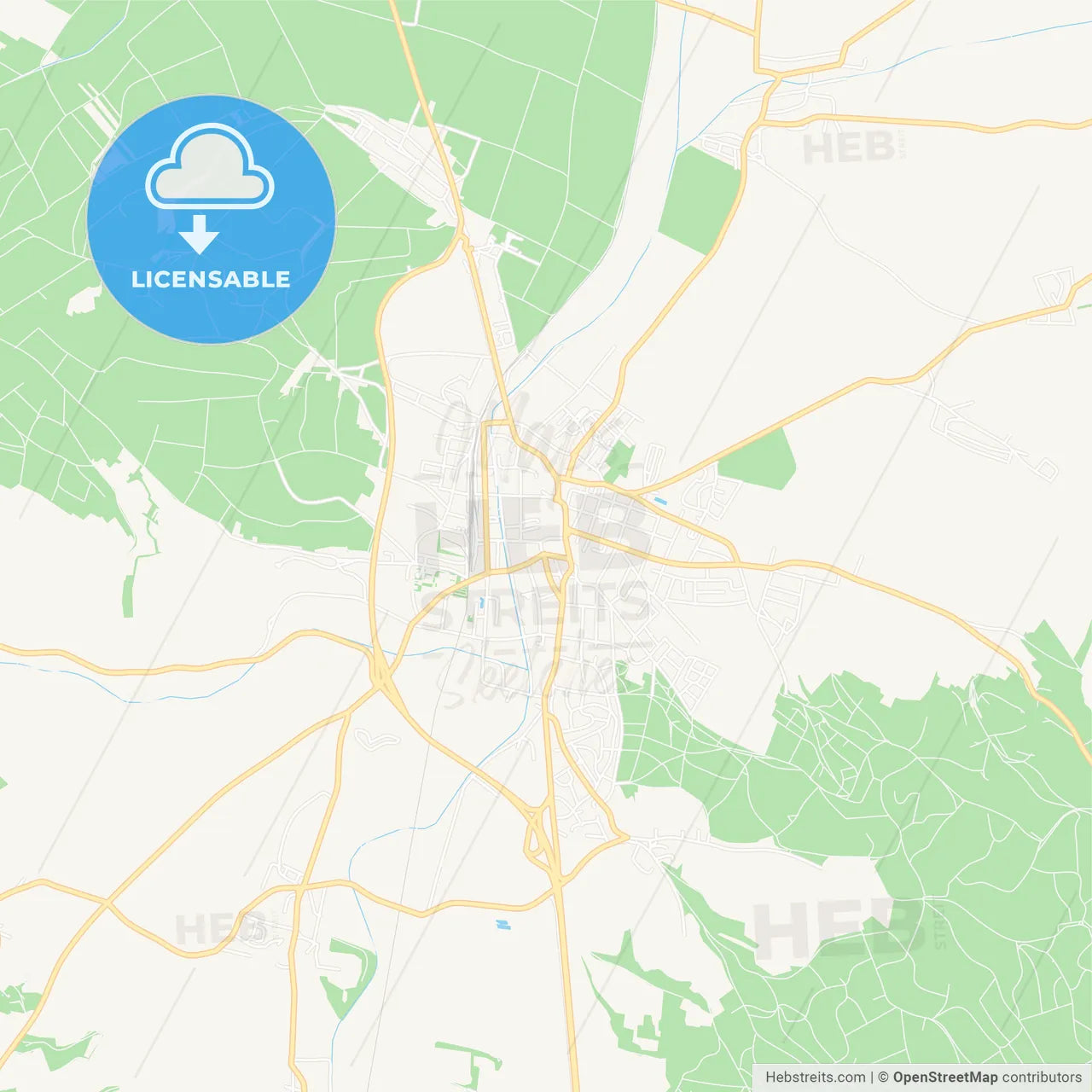 Hollabrunn, Austria Vector Map - Classic Colors