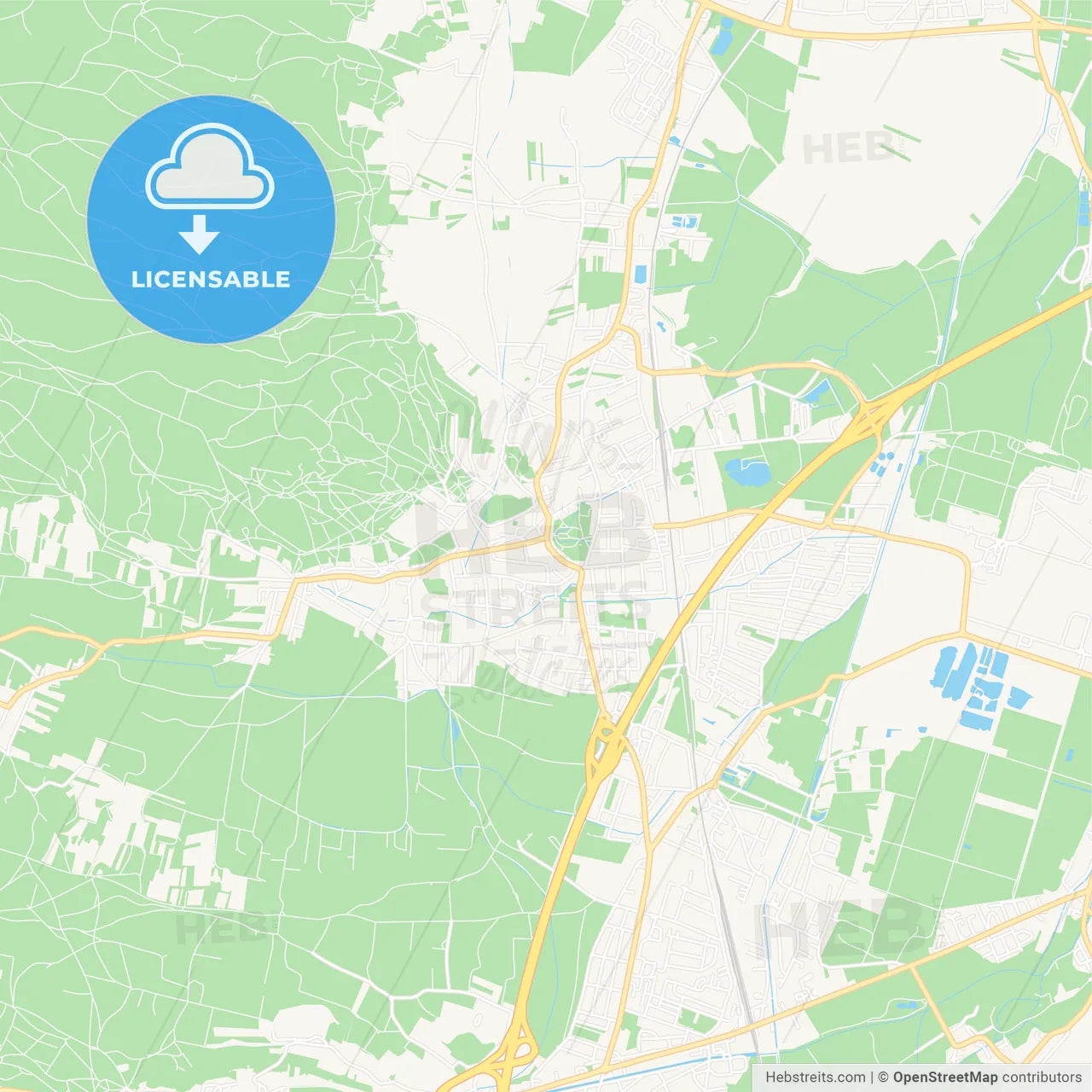 Bad Voslau, Austria Vector Map - Classic Colors