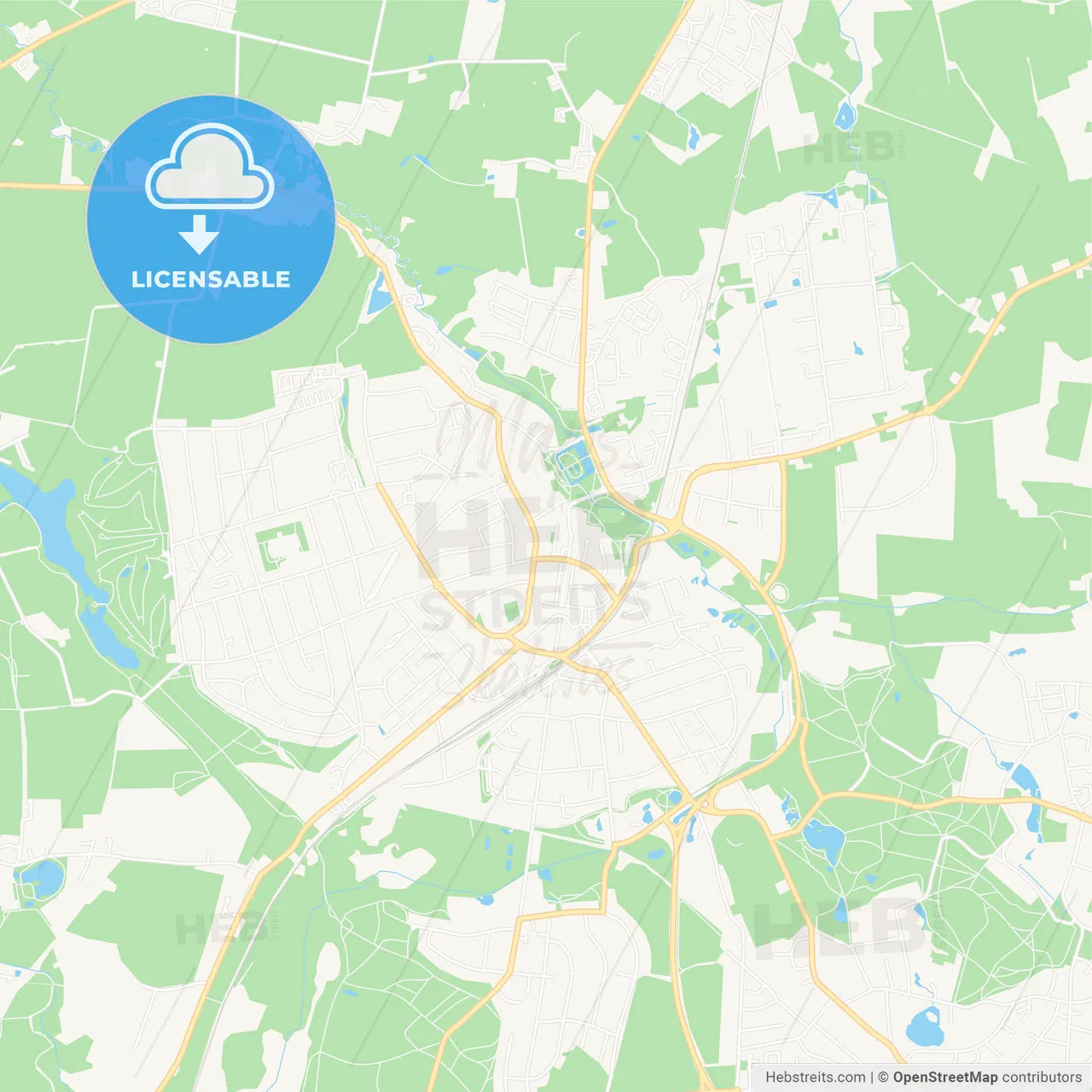 Ahrensburg, Germany Vector Map - Classic Colors