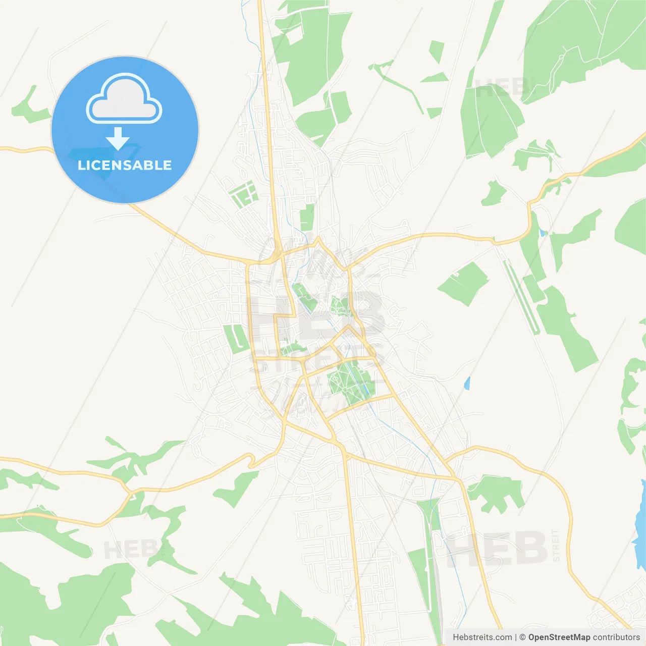 Eger, Hungary Vector Map - Classic Colors