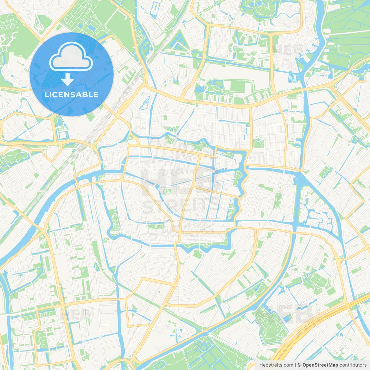 Leiden, Netherlands Vector Map - Classic Colors