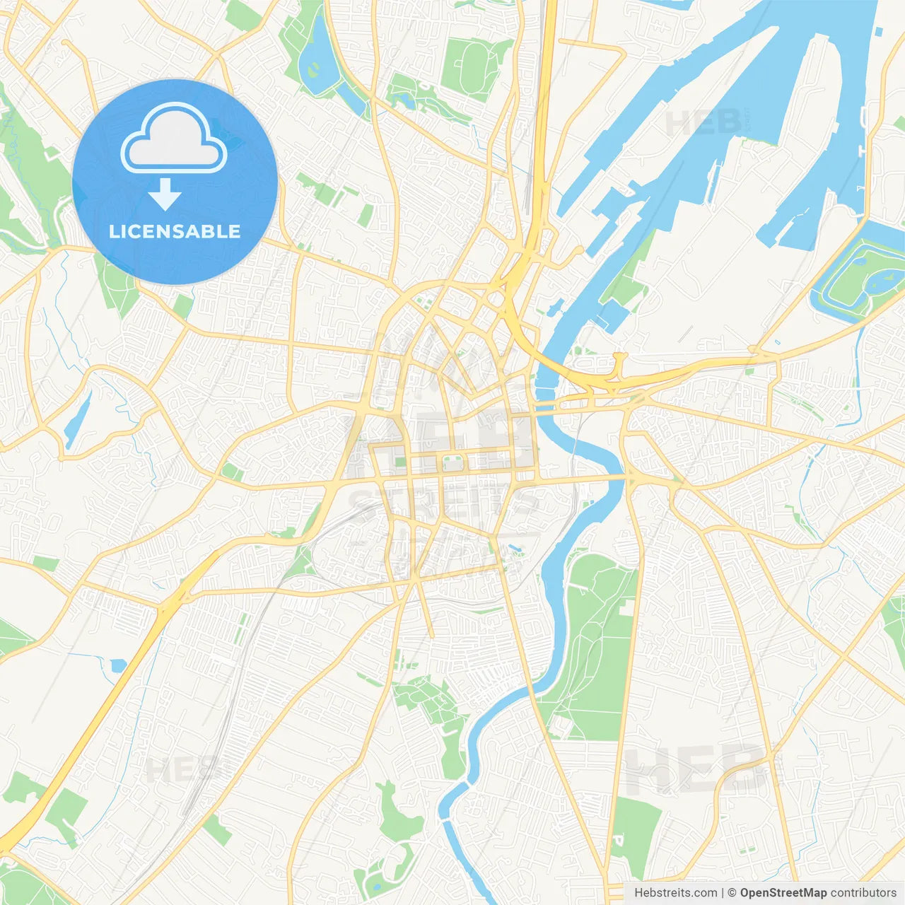 Belfast, Northern Ireland Vector Map - Classic Colors