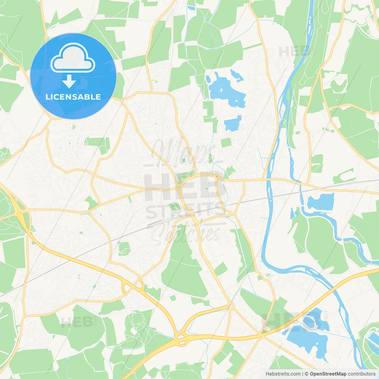 Maidenhead, England Vector Map - Classic Colors