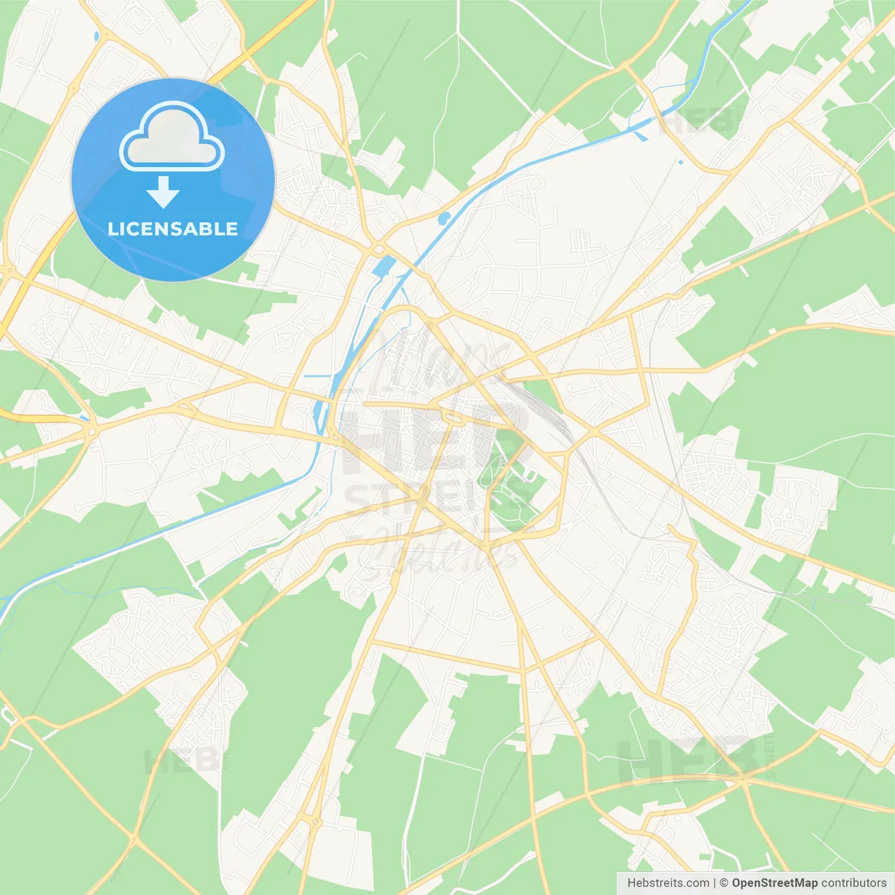 Cambrai, France Vector Map - Classic Colors