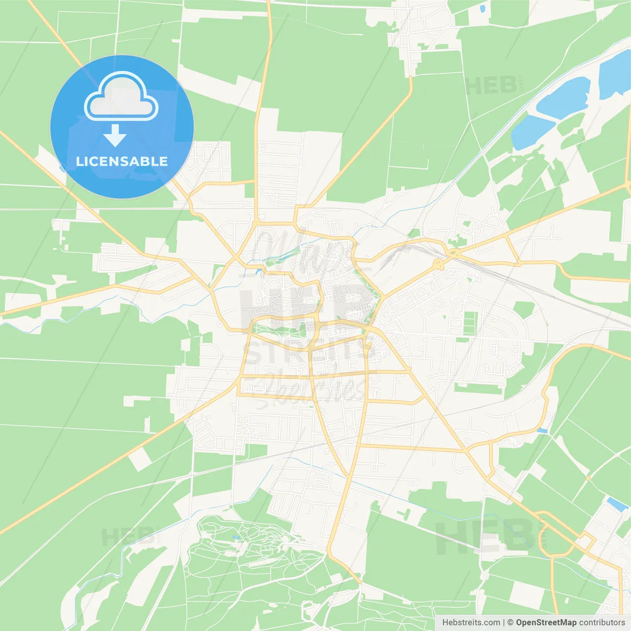 Halberstadt, Germany Vector Map - Classic Colors