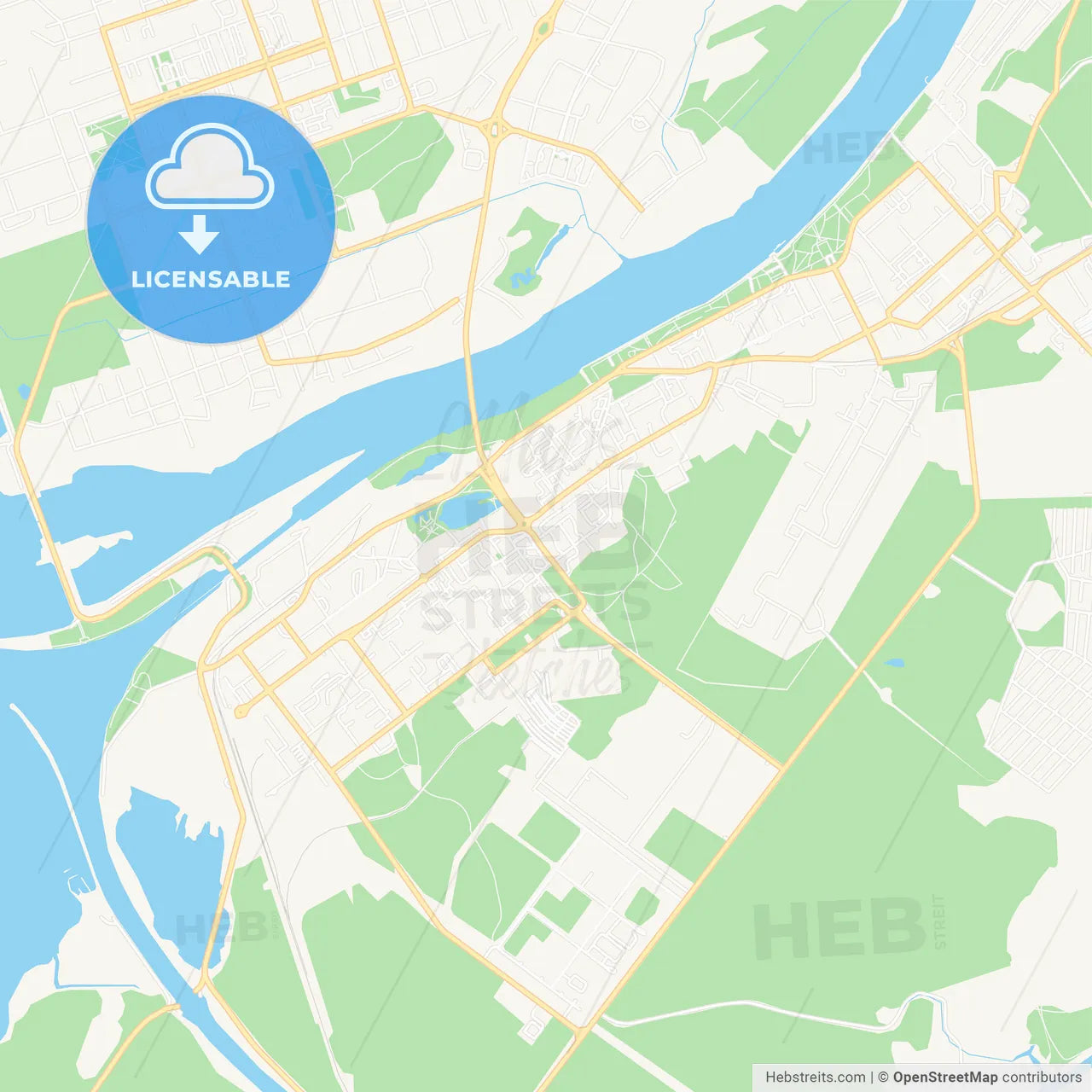 Dubna, Russia Vector Map - Classic Colors