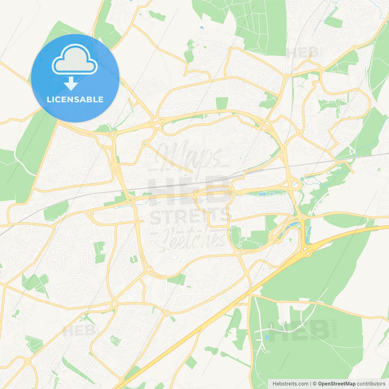 Basingstoke, England Vector Map - Classic Colors