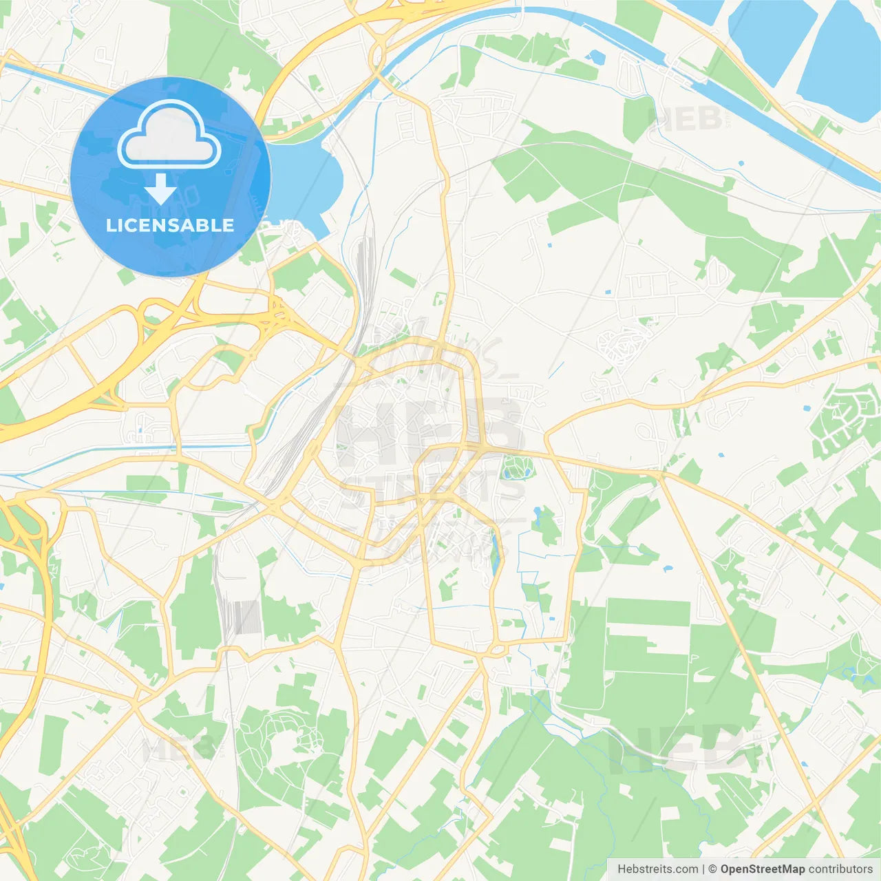 Mons , Belgium Vector Map - Classic Colors