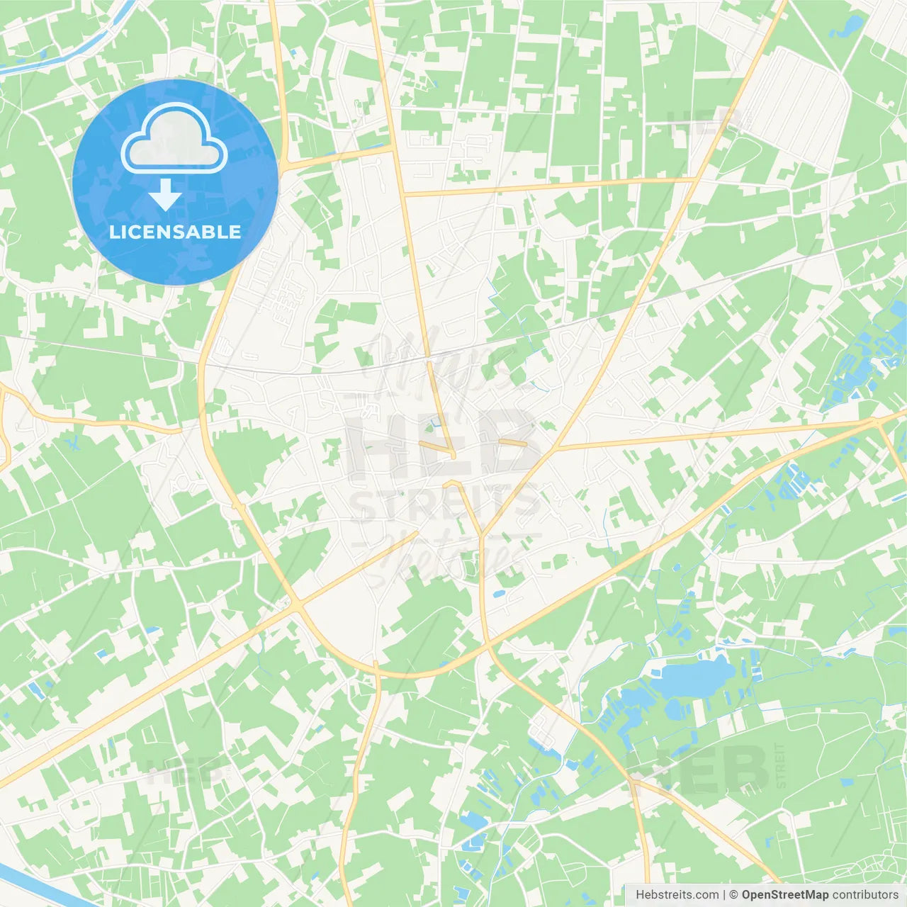 Geel, Belgium Vector Map - Classic Colors