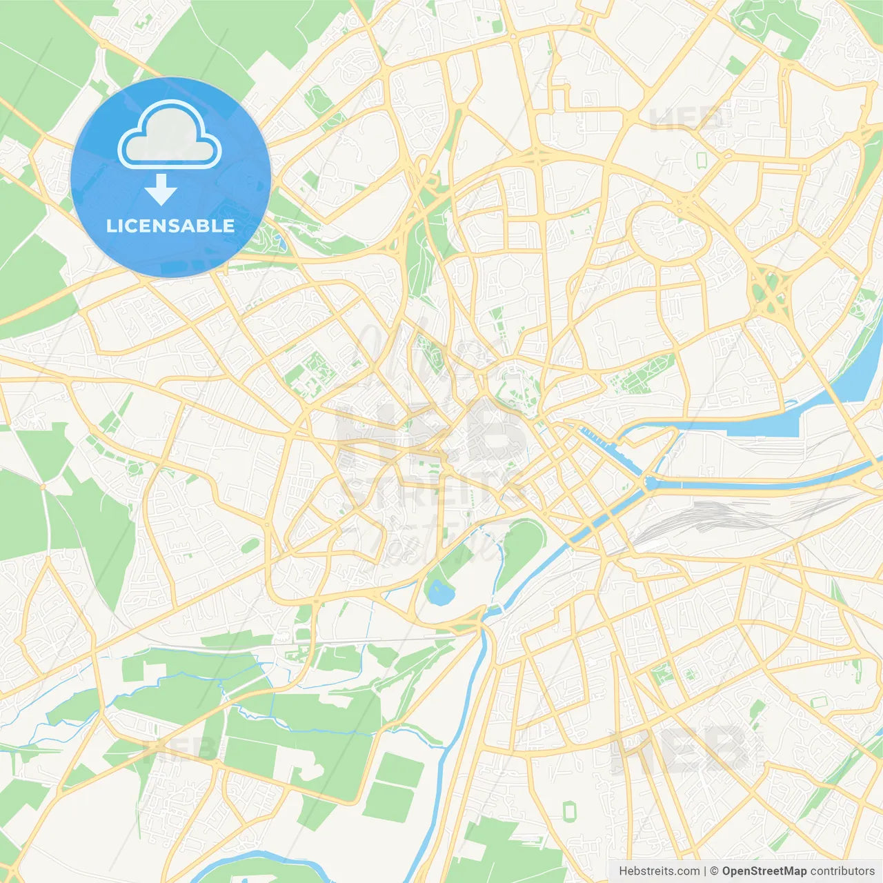 Caen, France Vector Map - Classic Colors