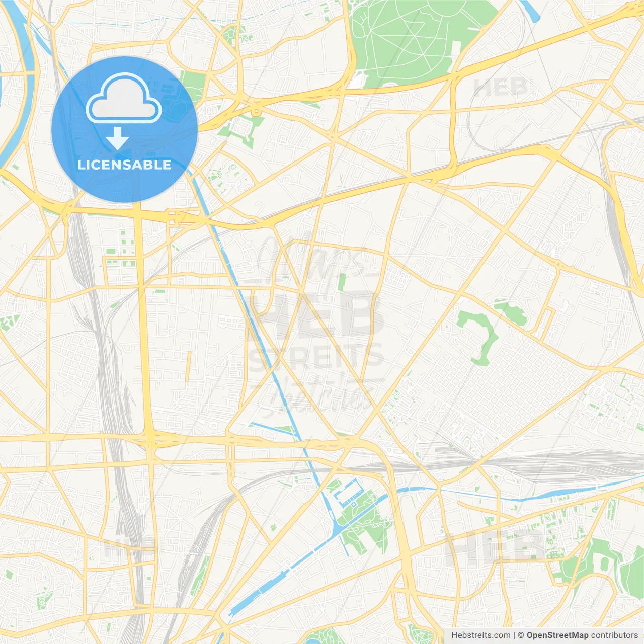 Aubervilliers, France Vector Map - Classic Colors