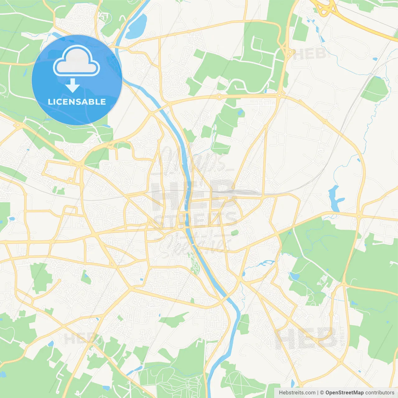 Laval, France Vector Map - Classic Colors