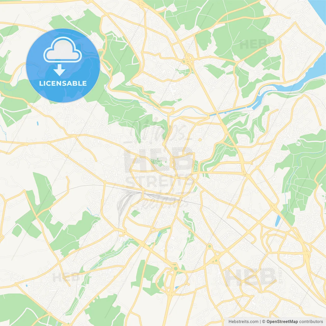 Saint-Brieuc, France Vector Map - Classic Colors