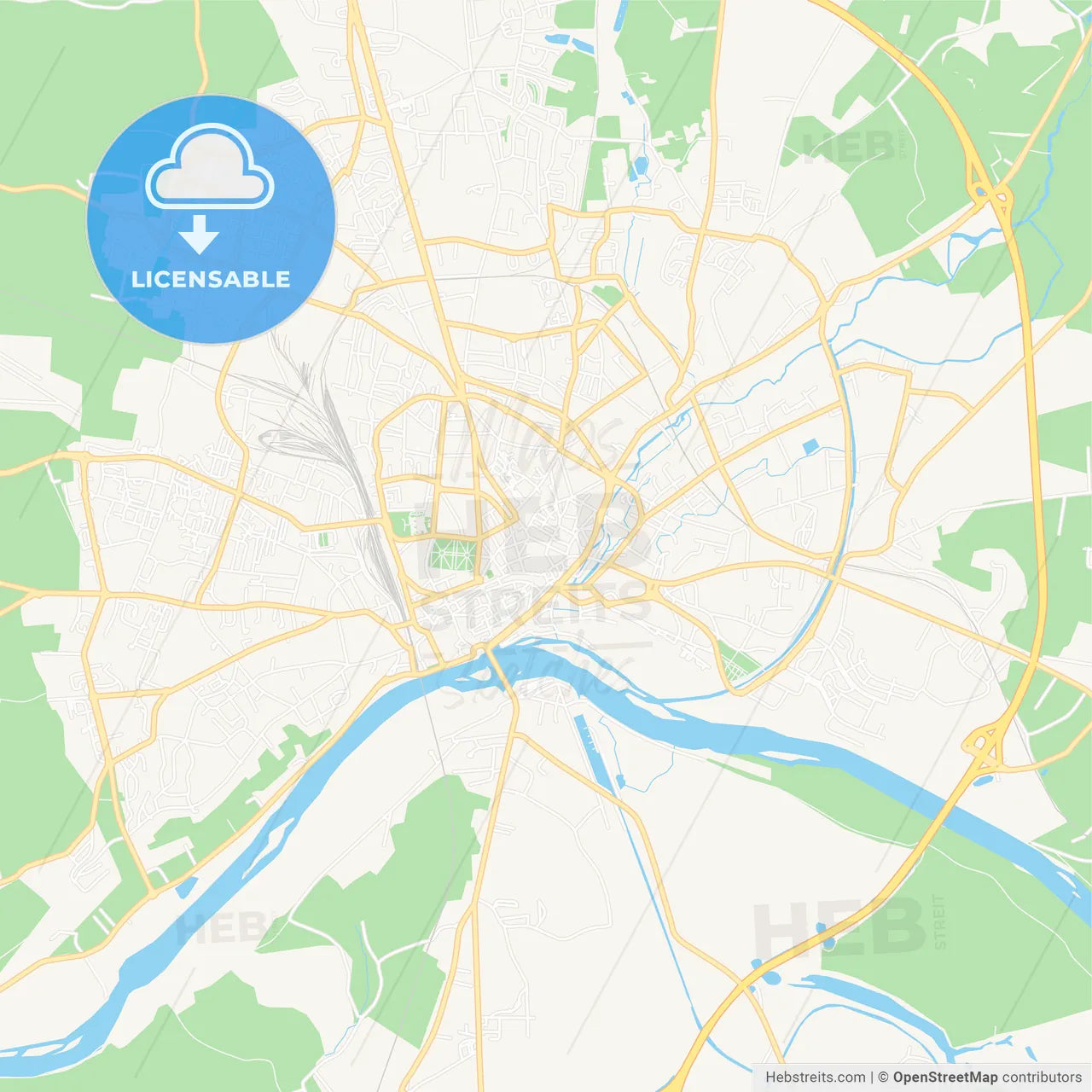 Nevers, France Vector Map - Classic Colors