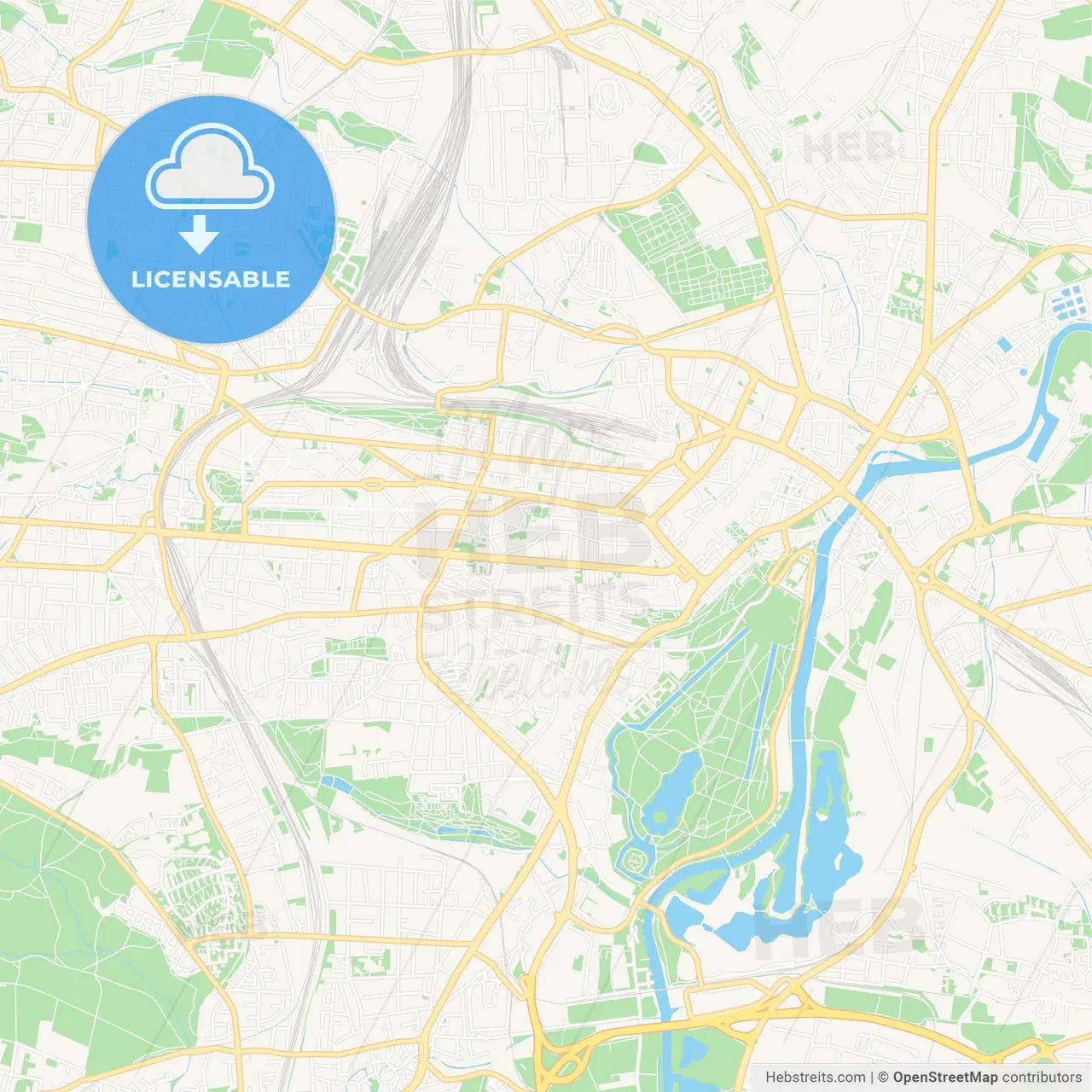 Kassel, Germany Vector Map - Classic Colors