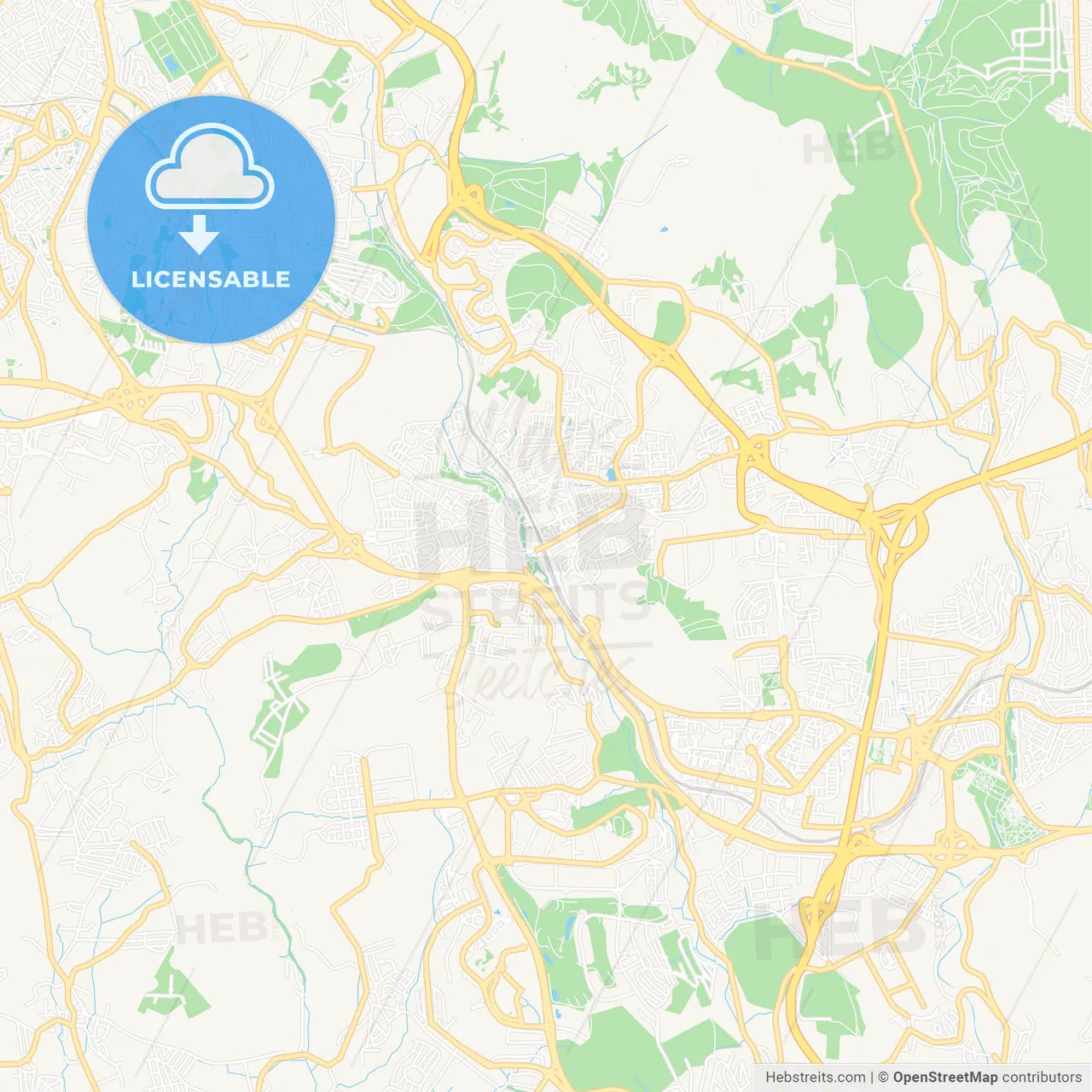 Agualva-Cacem, Portugal Vector Map - Classic Colors